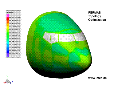 Topology optimization of an aircraft front fuselage.